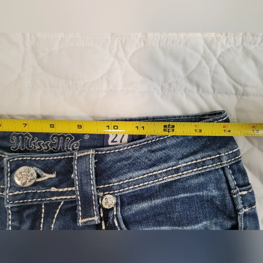 Miss Me Dark Blue Women's Bootcut Jeans Size 27 Bling Zebra Print - Picture 6 of 15
